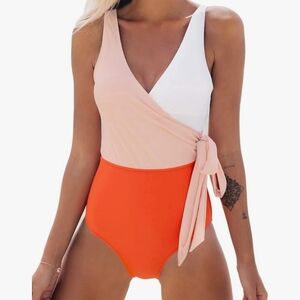 Women's Wrap Color Block Side Tie Bathingsuit/Swimwear Size XSmall